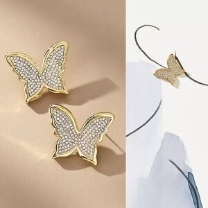 Baublebar On The Fly Gold and Silver Butterfly Earrings NWT